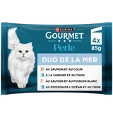 Sachets fraîcheur pour chat PERLE Duo de la Mer GOURMET - 4x85g