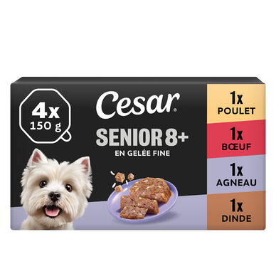 Barquettes pour chien sénior en gelée CESAR - 4x150g