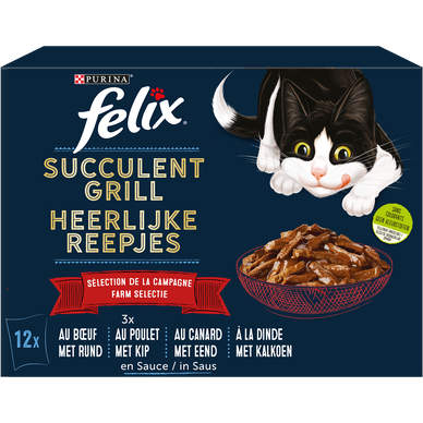 Sachets fraîcheur pour chat Succulent Grill Campagne FELIX - 12x80g