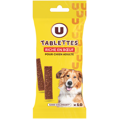 Friandises Tablettes pour chien riches en boeuf 10 unités de 104g