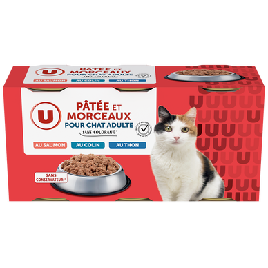 Pâtée & mcx saumon MSC,thon MSC,colin MSC pour chat - 3x400g