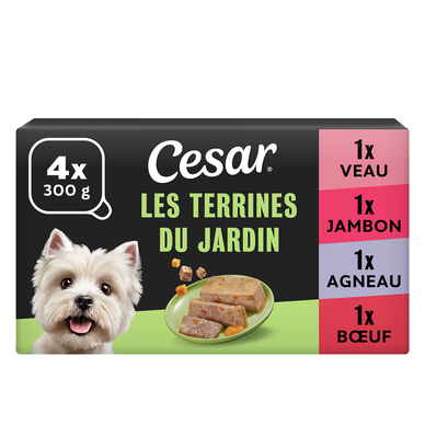 Barquettes chien Les terrines du jardin CESAR - 4x300g
