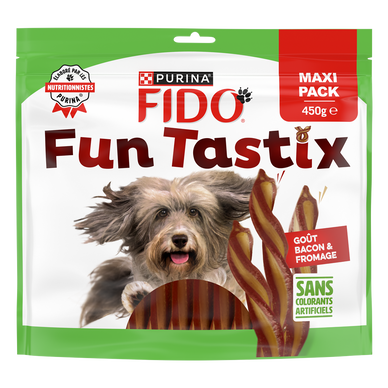 Friandises pour chien Funtastix Goût Bacon et Fromage FIDO - 450g