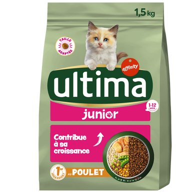 Croquettes au poulet, pour chats junior ULTIMA, 1,5Kg