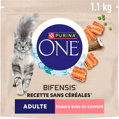 Croquettes pour chat adulte sans céréales saumon Purina ONE 1,1Kg