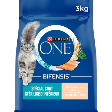Croquettes chat stérilisé d'intérieur Truite Céréales PURINA ONE - 3kg