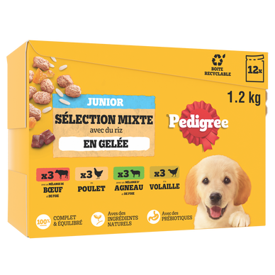Sachets fraîcheur chiot sélection mixte en gelée PEDIGREE - 12x100g