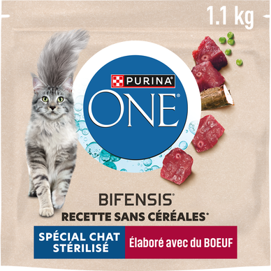 Croquettes pour chat spécial stérilisé au boeuf Purina ONE 1,1kg
