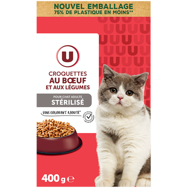 Croquettes pour chat stérilisé au boeuf & aux légumes 400g