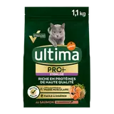 Croquettes Chat Stérilisé Pro+ Adulte Saumon ULTIMA, 1,1 kg