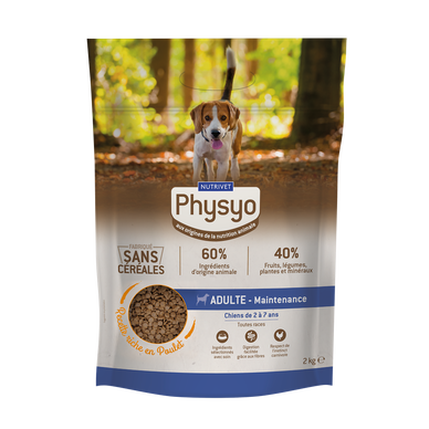 Croquettes pour chien adulte maintenance poulet sans céréales PHYSYO -2 kg