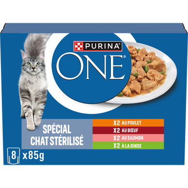 Sachets fraîcheur pour chat stérilisé Multi-variétés PURINA ONE - 8x85g