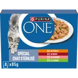 Sachets fraîcheur pour chat stérilisé Multi-variétés PURINA ONE - 8x85g