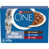 Sachets fraîcheur chat stérilisé Sardine Canard Boeuf PURINA ONE - 8x85g
