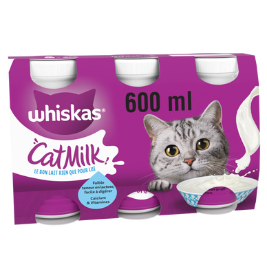 Lait chat et chaton en bouteille facile à digérer WHISKAS - 3x200ml