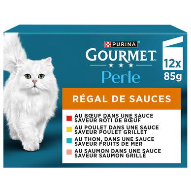 Sachets fraîcheur pour chat PERLE Régal de Sauces GOURMET - 12x85g