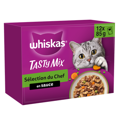Sachets fraîcheur pour chat Tasty Mix Sélection du Chef en sauce WHISKAS -12x85g