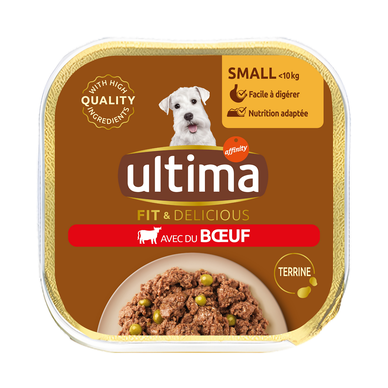 Terrine au boeuf pour Petit Chien Boeuf ULTIMA 150g