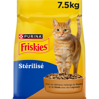 Croquettes pour chats stérilisés avec un délicieux mélange de Poulet et de Dinde avec des Légumes sac de 7,5 kg