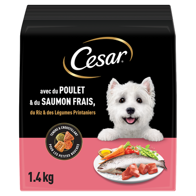 Croquettes au Poulet, au Saumon, au Riz et aux Légumes pour petit chien adulte CESAR 1,4kg