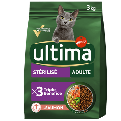 Croquettes pour chats stérilisés au saumon ULTIMA, 3kg