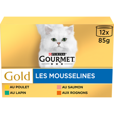 Sachets fraîcheur pour chat GOLD Les Mousselines GOURMET - 12x85g