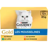 Sachets fraîcheur pour chat GOLD Les Mousselines GOURMET - 12x85g