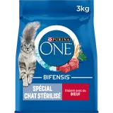 Croquettes pour chat adulte stérilisé Boeuf, Blé PURINA ONE - 3kg