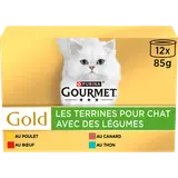 Sachets fraîcheur pour chat GOLD Les Terrines Légumes GOURMET - 12x85g