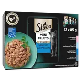 Sachets fraîcheur chat Mini filets aux poissons en sauce SHEBA - 12x85g