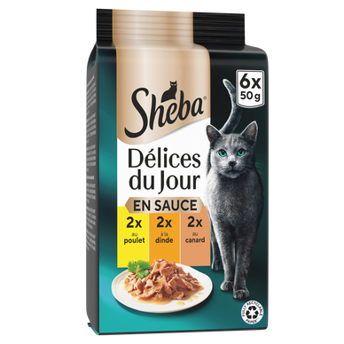 Sachets fraîcheur chat Délices du Jour volaille en sauce SHEBA - 6x50g