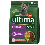 Croquettes pour chat stérilisés au saumon ULTIMA, 1,5kg