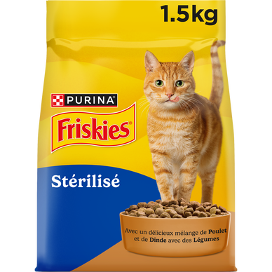 Croquettes pour chat adulte stérilisé Dinde et Poulet FRISKIES - 1,5kg