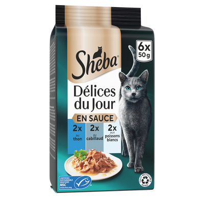 Sachets fraîcheur chat Délices du Jour poissons en sauce SHEBA - 6x50g