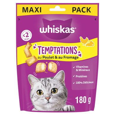 Maxi Friandises chat au poulet fromage Temptations WHISKAS - 180g