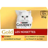 Sachets fraîcheur pour chat GOLD Les Noisettes GOURMET - 12x85g