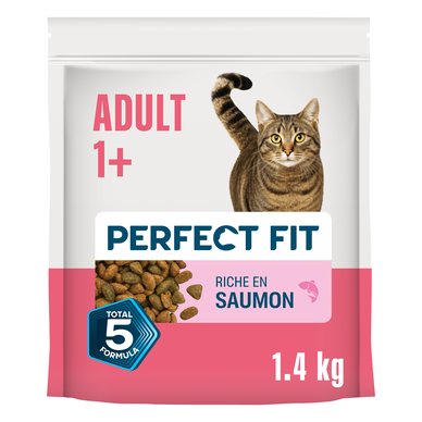 Croquettes chat stérilisé riche en saumon PERFECT FIT - 1,4kg