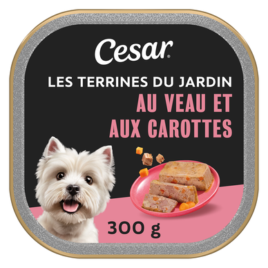 Barquette chien Les terrines classiques veau et carottes CESAR - 300g