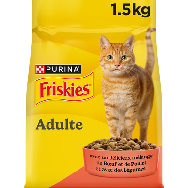 Croquettes pour chat adulte Boeuf et Poulet FRISKIES - 1,5kg