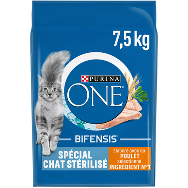 Croquettes pour chat adulte stérilisé 0 Poulet PURINA ONE - 7,5kg