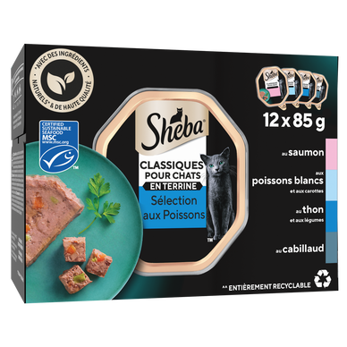 Barquettes chat Sélection aux poissons en terrine SHEBA - 12x85g