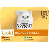 Sachets fraîcheur pour chat Gold Régal de Sauces 4 variétés GOURMET -12x85g