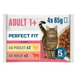 Sachets fraîcheur chat stérilisé poulet et boeuf en sauce PERFECT FIT-4x85g