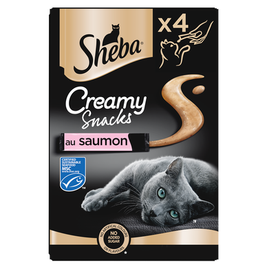 Friandises chat Creamy snacks au saumon SHEBA - 4x12g