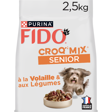 Croquettes pour chien senior > 7ans CROQ MIX Volaille, Légumes FIDO -2,5kg