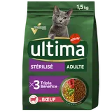 Croquette pour chat adulte stérilisé au boeuf ULTIMA 1,5kg