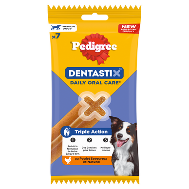 Bâtonnets à macher hygiène dentaire moyen chien Dentastix PEDIGREE x7- 180g