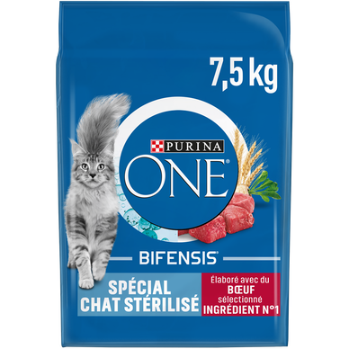 Croquettes pour chat adulte stérilisé Boeuf PURINA ONE - 7,5kg