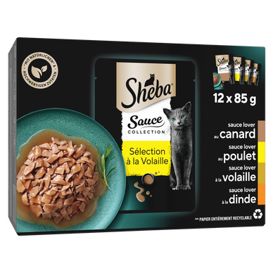 Sachets fraîcheur chat adulte SHEBA Sauce Collection Sélection à la volaille 4 variétés - 12x85g