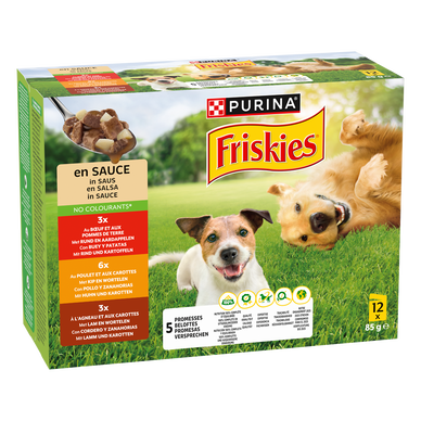Pâtée pour chiens aux Viandes et Légumes en Sauce FRISKIES boîte 12x85g